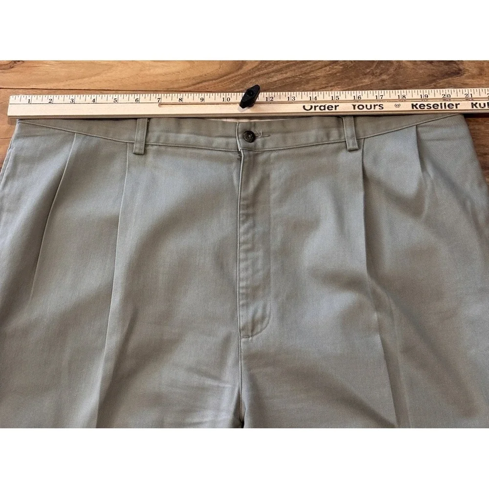 Vtg Polo Ralph Lauren 42 x 29 Khaki Cotton Twill Chino Pants/ Pleated & Cuffed